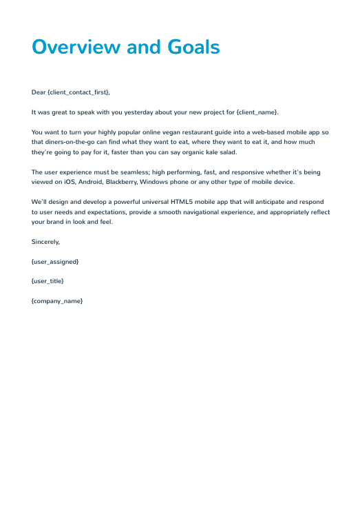Mobile Web App Proposal Template